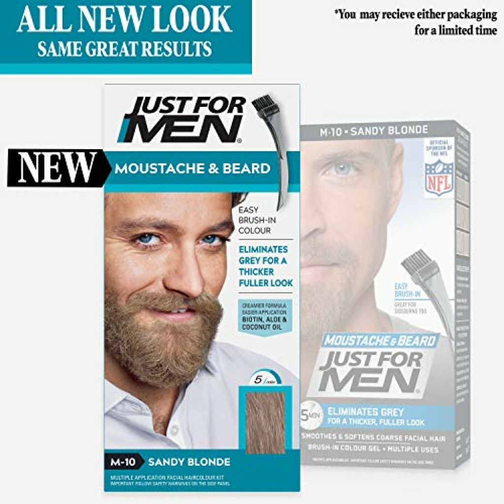 Just for men Moustache & Beard Real Black Dye , Eliminates Grey for a ...